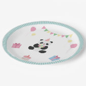 Minze und rosa Panda-Design Pappteller (Schrägansicht)