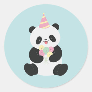 Minze und rosa Panda-Design Runder Aufkleber