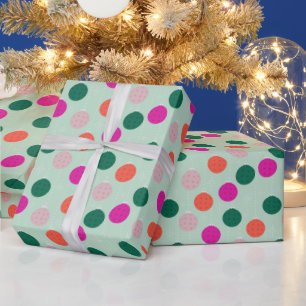Minze und Rosa Pickleball-Weihnachten Geschenkpapier