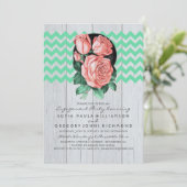 Minze und rosa Rustikale Chic-Engagement Party Einladung (Stehend Vorderseite)