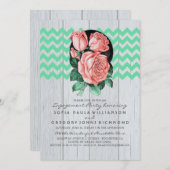 Minze und rosa Rustikale Chic-Engagement Party Einladung (Vorne/Hinten)