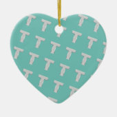 Minze und rosa Silberbuchstabe T Keramik Ornament (Vorne)