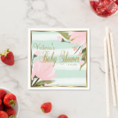 Minze und rosa Stripe Babydusche Serviette (Beispiel)