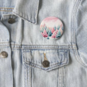 Minze und rosa Tannenbäume Winterlandschaft Button (Beispiel)