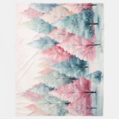 Minze und rosa Tannenbäume Winterlandschaft Fleecedecke (Vorderseite)