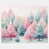 Minze und rosa Tannenbäume Winterlandschaft Fleecedecke (Vorderseite (Horizontal))