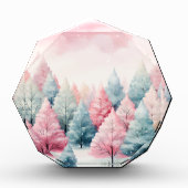 Minze und rosa Tannenbäume Winterlandschaft Fotoblock (Vorderseite)