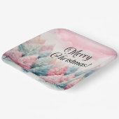 Minze und rosa Tannenbäume Winterlandschaft Pappteller (Gewinkelt)