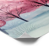 Minze und rosa Tannenbäume Winterlandschaft Poster (Ecke)