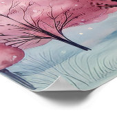 Minze und rosa Tannenbäume Winterlandschaft Poster (Ecke)