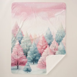 Minze und rosa Tannenbäume Winterlandschaft Sherpadecke