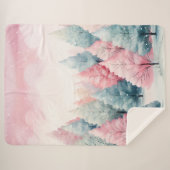 Minze und rosa Tannenbäume Winterlandschaft Sherpadecke (Vorderseite (Horizontal))