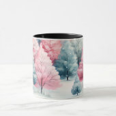 Minze und rosa Tannenbäume Winterlandschaft Tasse (Zentrum)