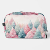 Minze und rosa Tannenbäume Winterlandschaft Waschbeutel (Vorderseite)