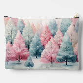 Minze und rosa Tannenbäume Winterlandschaft Zubehörtasche (Rückseite)
