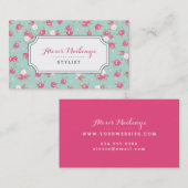 Minze und rosa Vintage Blumendrucke Visitenkarte (Vorne/Hinten)