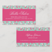Minze und rosa Vintage Blumendrucke Visitenkarte (Vorne/Hinten)
