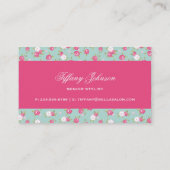 Minze und rosa Vintage Blumendrucke Visitenkarte (Rückseite)