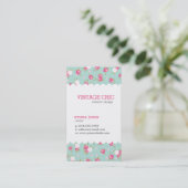 Minze und rosa Vintage Blumendrucke Visitenkarte (Stehend Vorderseite)