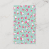 Minze und rosa Vintage Blumendrucke Visitenkarte (Rückseite)