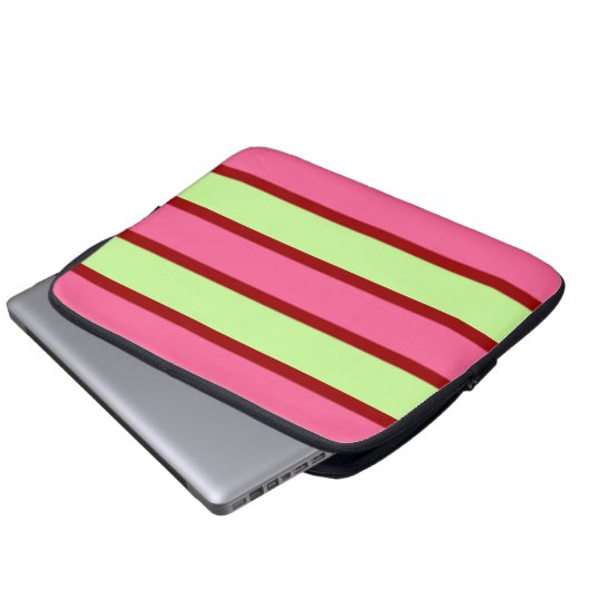Minze und rosafarbene Streifen Laptopschutzhülle (Vorne Knopf)