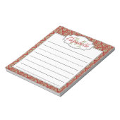 Minze und rote Monogramm Baum des Lebensmusters Notizblock (Rotiert)