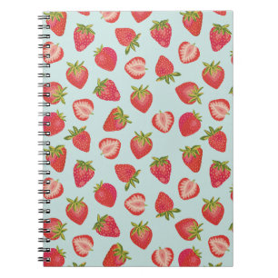 Minze- und rote Sommer-Erdbeermuster Notizblock