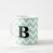 Minze und Schwarz-Zickzack Monogramm-Tasse Kaffeetasse (Vorderseite Links)