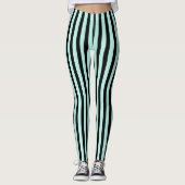 Minze und schwarze Streifen Leggings (Vorderseite)