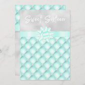 Minze und Silber getüftelte Perlen 16 . Geburtstag Einladung (Vorne/Hinten)