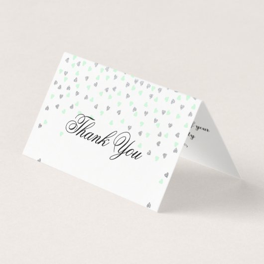 Minze und Silber Vielen Dank Falten Karte (Vorderseite)