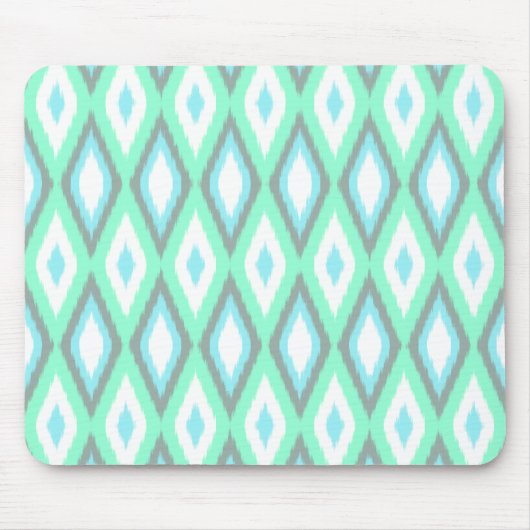 Minze und Türkis Ikat Muster Mousepad (Vorne)