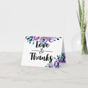 Minze- und violette Floral-Aquarell-Hochzeit-Danke Dankeskarte
