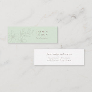 Minze und Weiß   Chic Minimalistische Blume Mini Visitenkarte