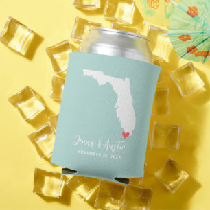 Minze und weiße Florida-Gastgeschenk Hochzeit Dosenkühler
