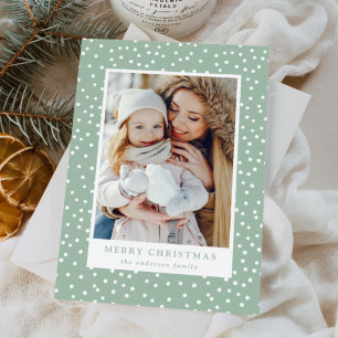 Minze und weiße Schneebälle 2 Foto Feiertagskarte