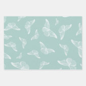 Minze und weiße Vintage Schmetterlinge Geschenkpapier Set (Vorderseite)