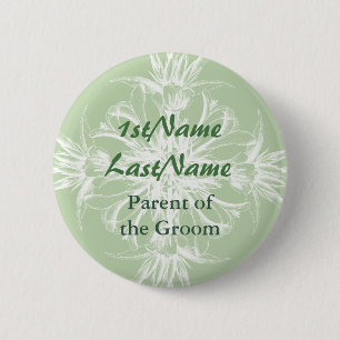 Minze und weißer Blumen-Identifikations-Umbau Button