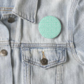 Minze und weißes griechisches Schlüsselmuster Button (Beispiel)