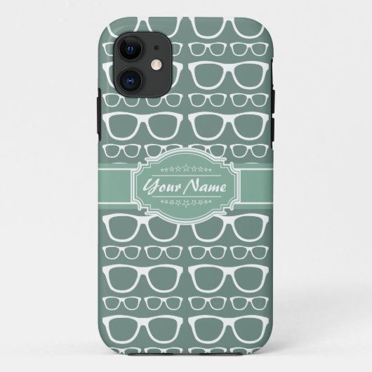 Minze und Whitte Glasses Pattern Personalisiert Case-Mate iPhone Hülle (Rückseite)