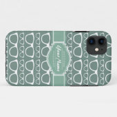 Minze und Whitte Glasses Pattern Personalisiert Case-Mate iPhone Hülle (Rückseite (Horizontal))