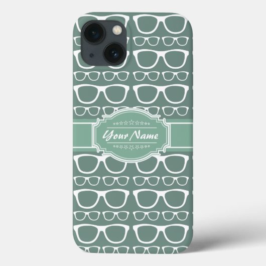 Minze und Whitte Glasses Pattern Personalisiert Case-Mate iPhone Hülle (Rückseite)