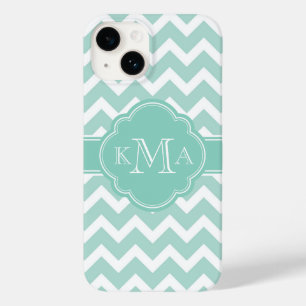 Minze und Zickzack Aqua-Monogramm Case-Mate iPhone Hülle