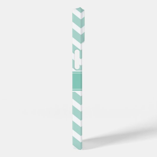 Minze und Zickzack Aqua-Monogramm Case-Mate iPhone Hülle (Rückseite / Rechts)