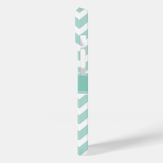 Minze und Zickzack Aqua-Monogramm Case-Mate iPhone Hülle (Rückseite / Links)