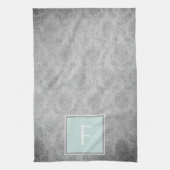 Minze Vintag Damask Monogramm Handtuch (Vertikal)