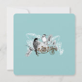 Minze Vintage Lovebirds Hochzeitseinladung Einladung (Rückseite)