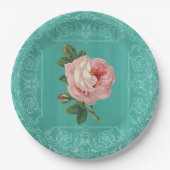 Minze Vintage Rose Papier Teller (Vorderseite)