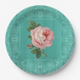 Minze Vintage Rose Papier Teller