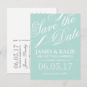 Minze Vintage Schrift Save the Date Ankündigungspostkarte